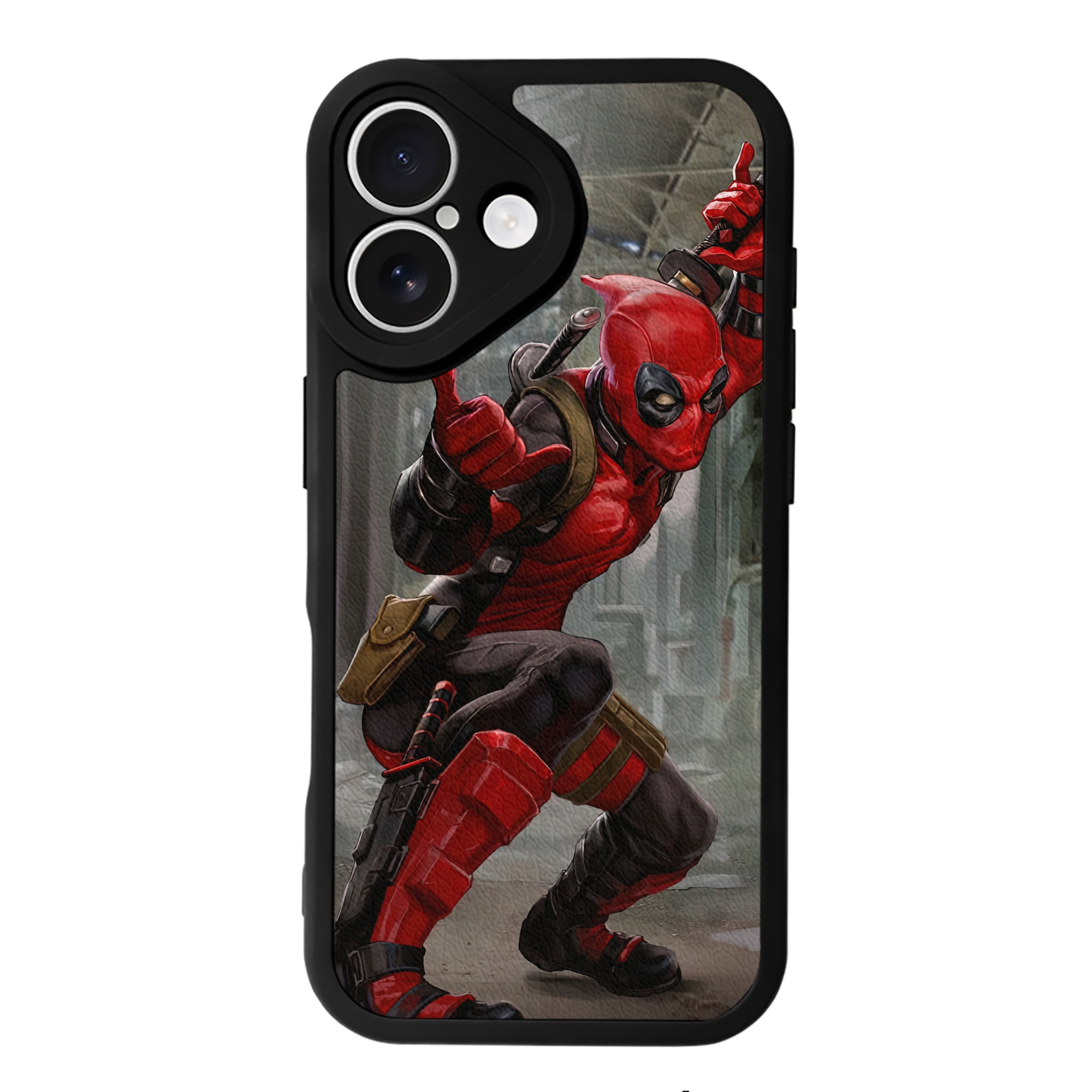 （画像用） Deadpool デッドプール 【iPhone 16シリーズ対応】シリコンスマホケース（レザー調） 材質：シリコン